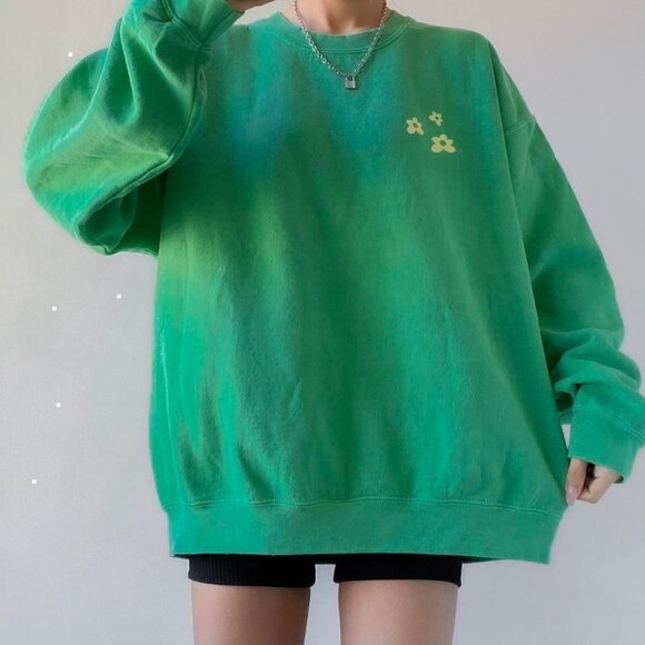 Urban Outfitters Tops - Urban Outfitters Green Flower Sweatshirt